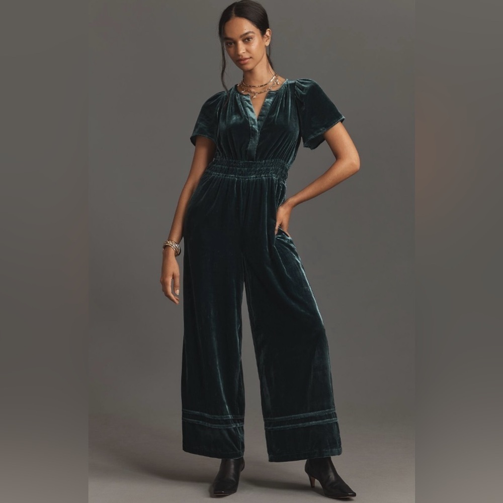 Anthropologie The Somerset Jumpsuit Velvet Edition Size XS NWT